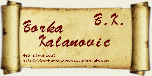 Borka Kalanović vizit kartica